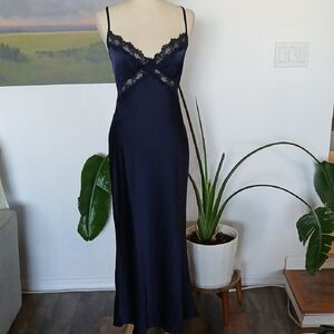 NWT Princess Polly Navy Blue Lace Maxi Slip Dress Sz 6